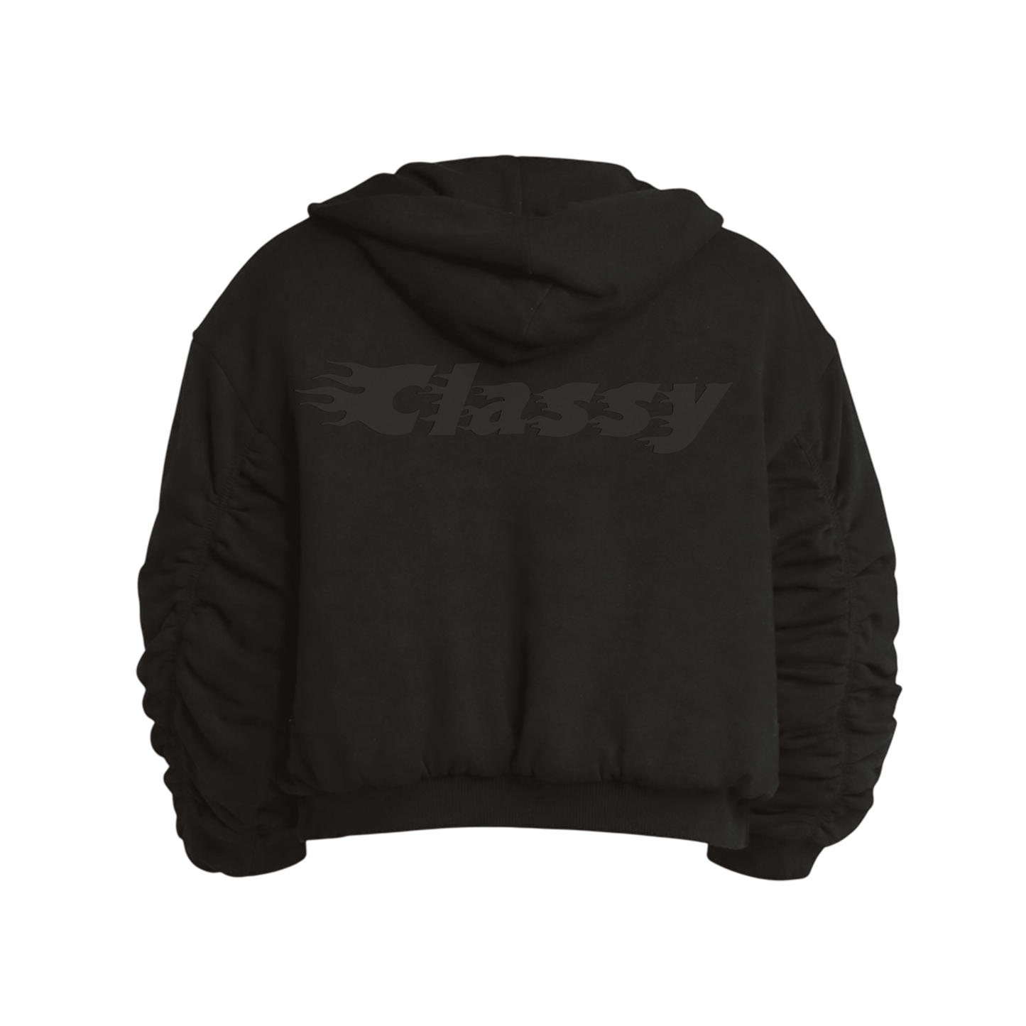 CLASSY FLEECE BOMBER ZIPUP HOODIE - BLACK